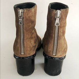 Rag & Bone New York Brown Leather Silver Zip Up Booties w/ Black Heel- Size 6